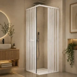 Box Doccia PVC Senza Guide Inferiori per Disabili Scorrevole Porte a Soffietto