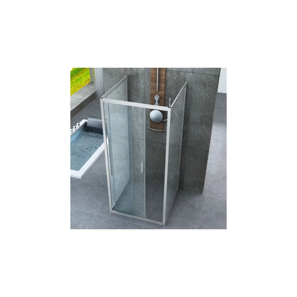 Box Doccia tre 3 Lati 6 mm 2 Ante fisse 1 Porta Scorrevole Cristallo Trasparente