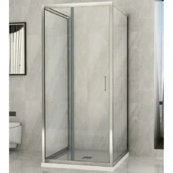 Box Doccia tre 3 Lati 6 mm 2 Ante fisse 1 Porta Scorrevole Cristallo Trasparente