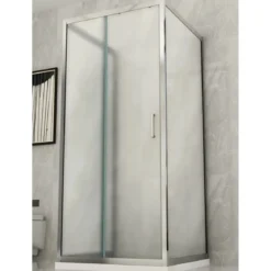 Box Doccia tre 3 Lati 6 mm 2 Ante fisse 1 Porta Scorrevole in Cristallo Opaco