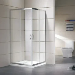 Box Doccia 75x75 Cristallo Temperato 4mm Angolare Ante Scorrevoli