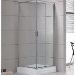 Box Doccia 75x75 Cristallo Temperato 4mm Angolare Ante Scorrevoli