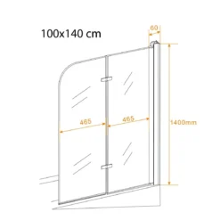 Box Vasca Doccia a Libro 6 mm Cristallo Sopravasca Pieghevole Bagno Parete Vetro
