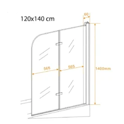 Box Vasca Doccia a Libro 6 mm Cristallo Sopravasca Pieghevole Bagno Parete Vetro