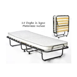 Brandina Pieghevole con Materasso 80x190 Letto Singolo Doghe Branda Poliuterano