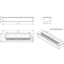 Bruciatore Bioetanolo da Incasso 60x16 a Serranda Apertura Regolabile
