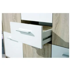 Buffet Mobile Moderno Bianco e Rovere con Ante Cassetti da Salotto