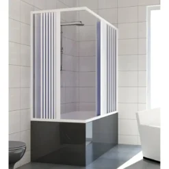 Cabina Box Doccia per Vasca 2 Ante a Soffietto Sopravasca PVC Angolare Colorato