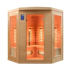 Cabina Sauna ad Raggi Infrarossi 3 4 Posti Angolare Legno da Casa Cromoterapia
