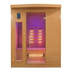 Cabina Sauna a Raggi Infrarossi 3 Posti in Legno Casa Ionizzatore Cromoterapia