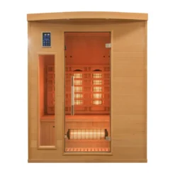 Cabina Sauna a Raggi Infrarossi 3 Posti in Legno Casa Ionizzatore Cromoterapia