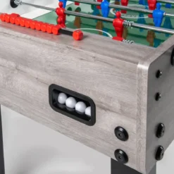 Calciobalilla Rovere Grigio Aste Rientranti Campo in Vetro Temperato