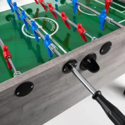 Calciobalilla Rovere Grigio Aste Rientranti Campo in Vetro Temperato
