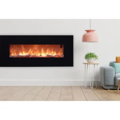 Caminetto Elettrico 130 cm da Parete con Fiamma Finta a Led 1500W