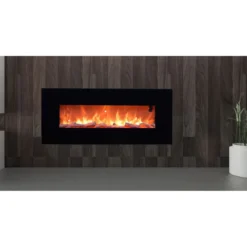 Caminetto Elettrico 130 cm da Parete con Fiamma Finta a Led 1500W