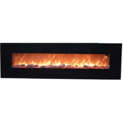 Caminetto Elettrico da Parete 180 cm con Fiamma Finta a Led 1500W