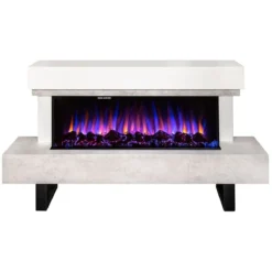 Caminetto Elettrico Moderno 1500W da Pavimento Fiamma 3D Multicolore