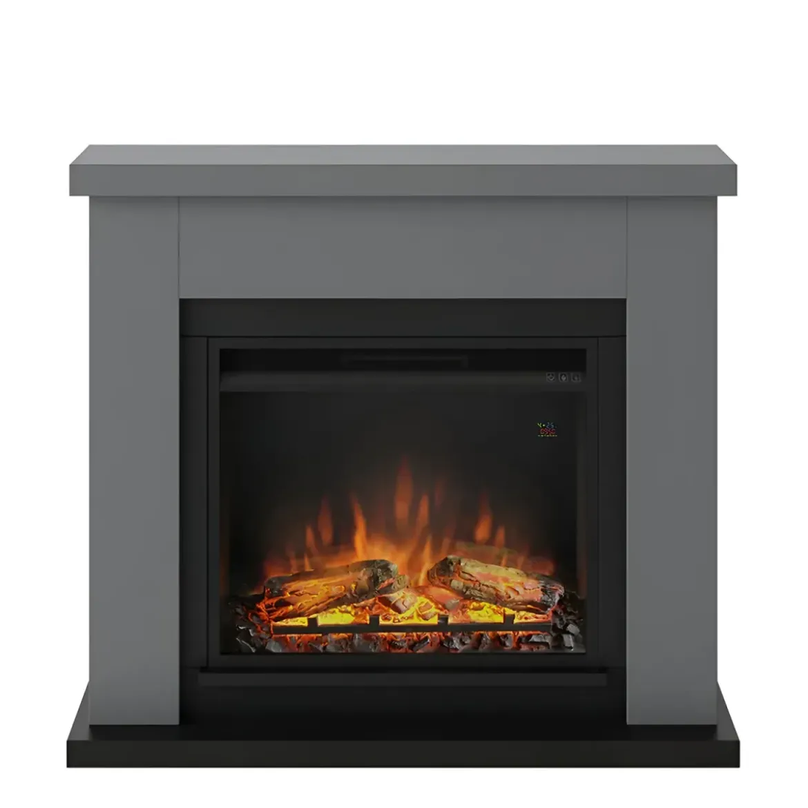 Caminetto Finto Decorativo Elettrico Tagu Frode con Cornice in Legno Grigio