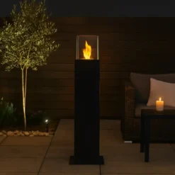 Camino a Bioetanolo a Colonna 70cm Nero 3kW da Giardino Moderno
