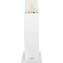 Camino a Bioetanolo a Colonna 70cm Bianco 3kW da Giardino Moderno