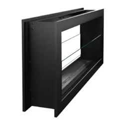 Camino a Bioetanolo Bifacciale 1,5L Nero da Parete 90x40 cm Acciaio
