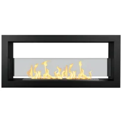 Camino a Bioetanolo Bifacciale 1,5L Nero da Parete 90x40 cm Acciaio