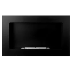 Camino a Bioetanolo da Incasso 2kW Nero in Acciaio Inox 65x12x40 cm