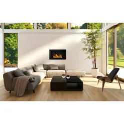 Camino a Bioetanolo da Incasso 2kW Nero in Acciaio Inox 65x12x40 cm