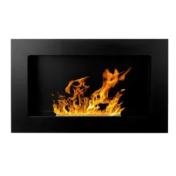 Camino a Bioetanolo da Incasso 2kW Nero in Acciaio Inox 65x12x40 cm