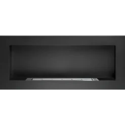 Camino a Bioetanolo da Incasso 2,5kW Nero in Acciaio Inox 90x12x40 cm