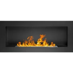 Camino a Bioetanolo da Incasso 2,5kW Nero in Acciaio Inox 90x12x40 cm