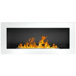 Camino a Bioetanolo da Incasso 2,5kW Bianco Acciaio Inox 90x12x40 cm