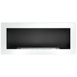 Camino a Bioetanolo da Incasso 2,5kW Bianco Acciaio Inox 90x12x40 cm