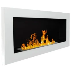 Camino a Bioetanolo da Incasso 2,5kW Bianco Acciaio Inox 90x12x40 cm