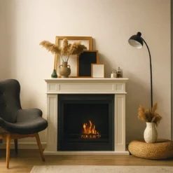 Camino a Bioetanolo 3,4 kW da Pavimento 1,2L Bianco in Legno MDF