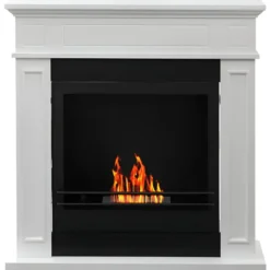 Camino a Bioetanolo 3,4 kW da Pavimento 1,2L Bianco in Legno MDF