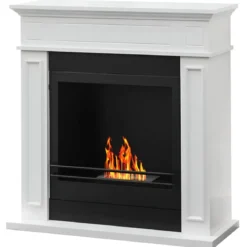 Camino a Bioetanolo 3,4 kW da Pavimento 1,2L Bianco in Legno MDF