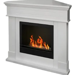 Camino a Bioetanolo 1,8L Angolare da Pavimento Bianco 3,4 kW Legno MDF