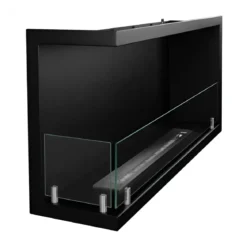 Camino a Bioetanolo 1,5L Nero Angolare a Sinistra da Incasso 90x45 cm