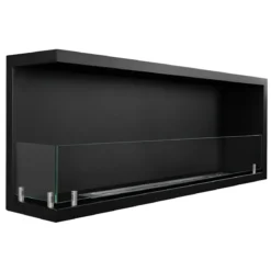 Camino a Bioetanolo 1,5L Nero da Incasso 120x45 cm Angolare a Sinistra
