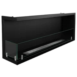 Camino a Bioetanolo 1,5L Nero da Incasso 120x45 cm Angolare a Sinistra