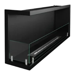 Camino a Bioetanolo 1,5L Nero da Incasso 120x45 cm Angolare a Sinistra