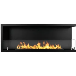 Camino a Bioetanolo 1,5L Nero da Incasso 120x45 cm Angolare a Destra