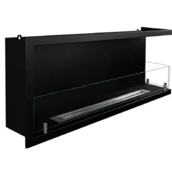 Camino a Bioetanolo 1,5L Nero da Incasso 120x45 cm Angolare a Destra