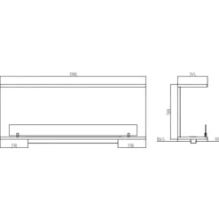 Camino a Bioetanolo Trifacciale da Incasso 120x45 cm 1,25L Nero 3kW