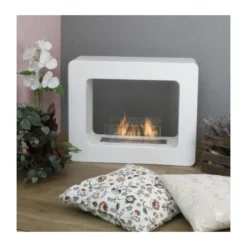 Camino Bioetanolo Bifacciale Bianco Design Decorativo Cornice con Vetro Etanolo