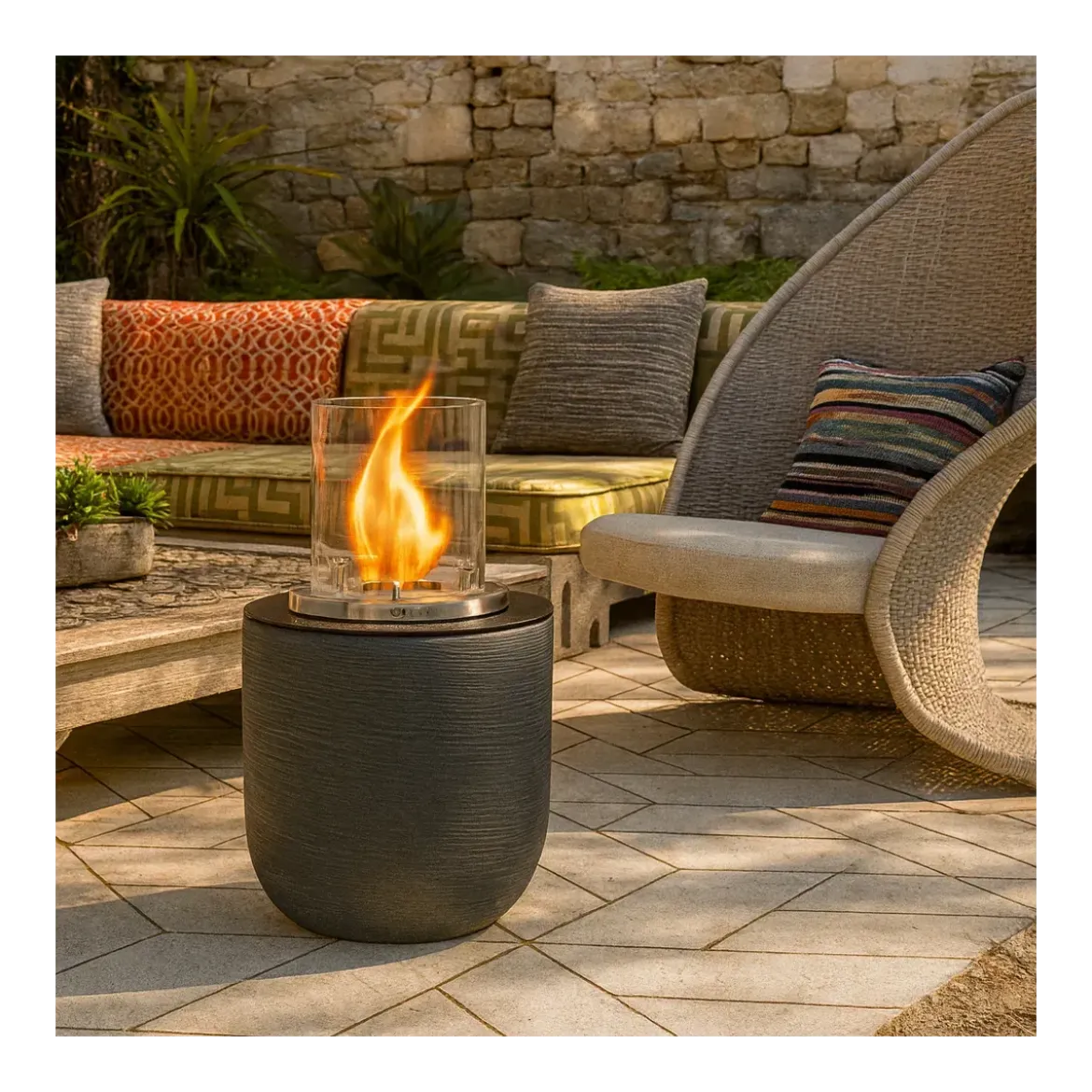 Camino Bioetanolo da Giardino 1,5L Grigio Ghisa da Pavimento 35x55 cm