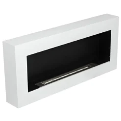 Camino Bioetanolo da Parete 2,5 KW Bianco Fiamma Reale Lana di Roccia