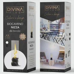 Camino Bioetanolo da Tavolo Nero Ø14,5 Fiamma Tornado Interno Esterno