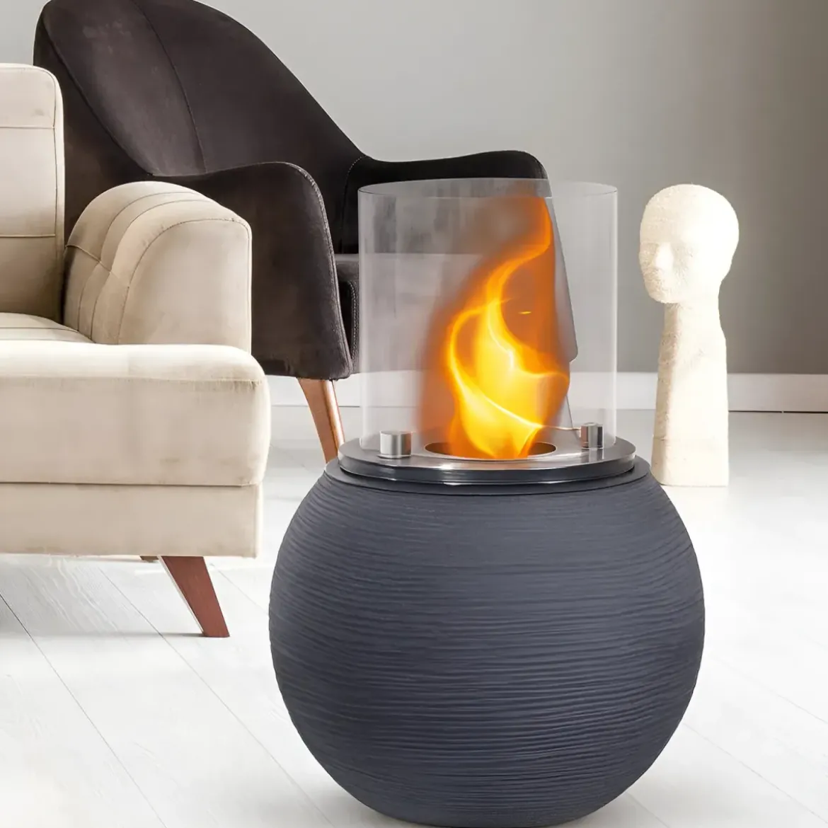 Camino Bioetanolo 1,5L Ghisa Grigio Ø40 da Terra Fiamma Reale Portatile